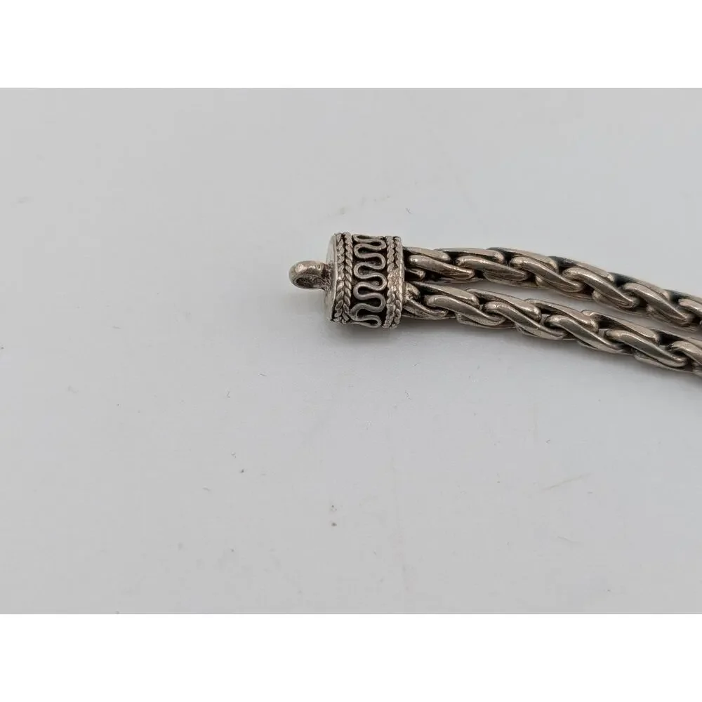 Sterling Silver Multi Chain Braided Bracelet 7 Inch Vintage Style - Picture 6 of 8